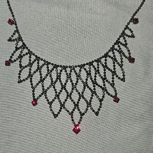 Intricate Black and Pink Geometric Necklace